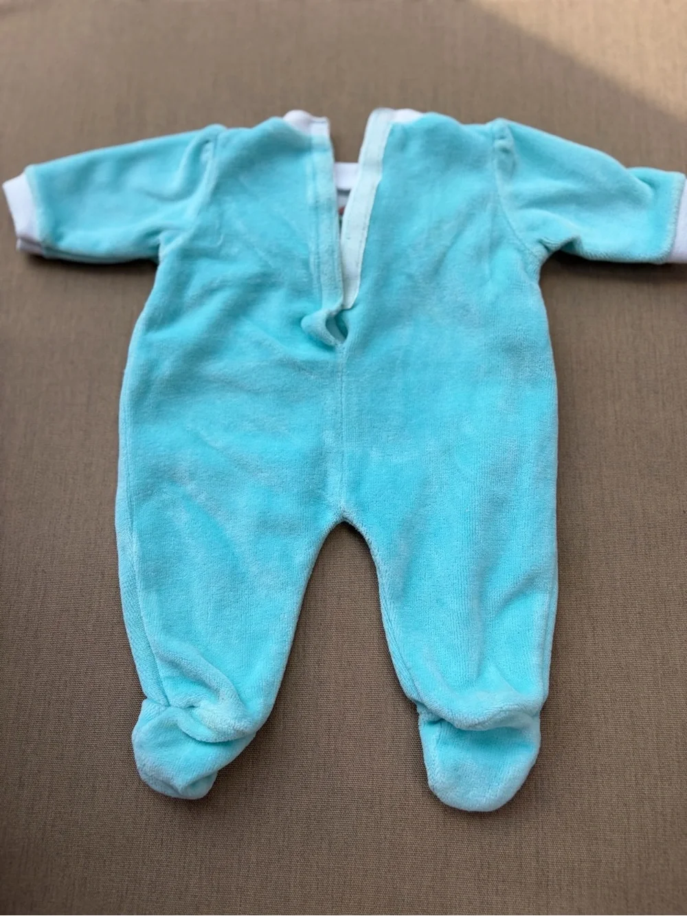 American Doll Bitty Baby Plush Velour Footed One-Piece with Embroidered Bib